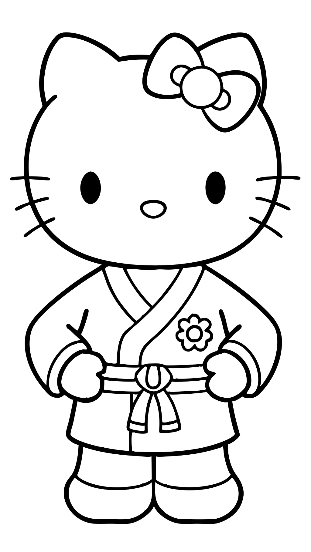 Hello Kitty haciendo jiu jitsu para colorear